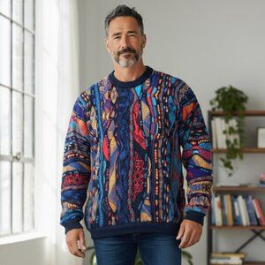 Soul of Australia COOGI Wool 3D Knitted Sweater SZ S Multicolor Vintage RN 74095
